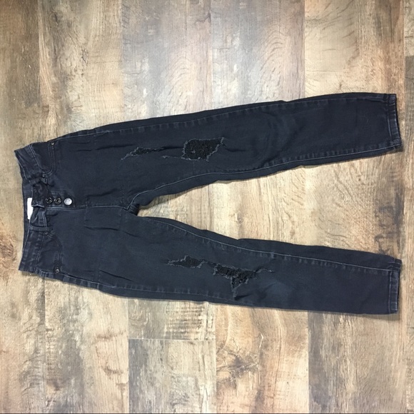 Girl’s Ripped Jeans, Black - Picture 1 of 2